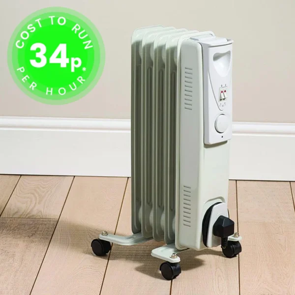 Daewoo 1000W Oil Filled Electric Radiator - White
