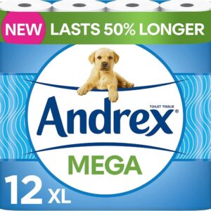 Andrex Classic Clean Mega Toilet Roll - 12 Mega XL Rolls.