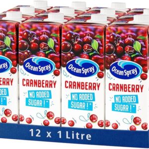 Ocean Spray Classic Cranberry Juice with No Added Sugar, 1L Carton (12-Pack)
