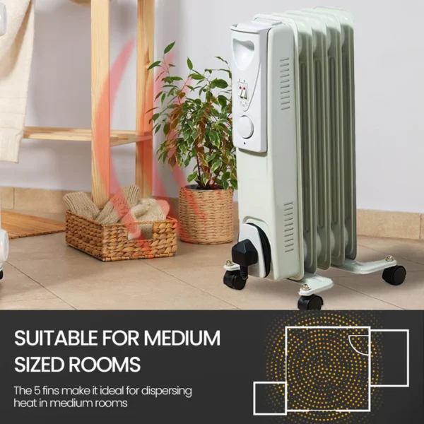 Daewoo 1000W Oil Filled Electric Radiator - White - Image 2