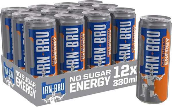 IRN-BRU Energy Drink, Sugar Free, Multi Pack, 12x330 ml Slim Can