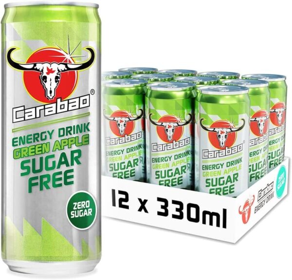 Carabao Energy Drink Sugar Free Green Apple, Can Case.