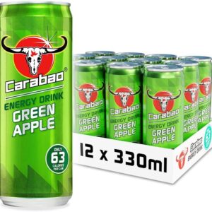 Carabao Energy Drink Green Apple, 12 x 330ml Cans Case