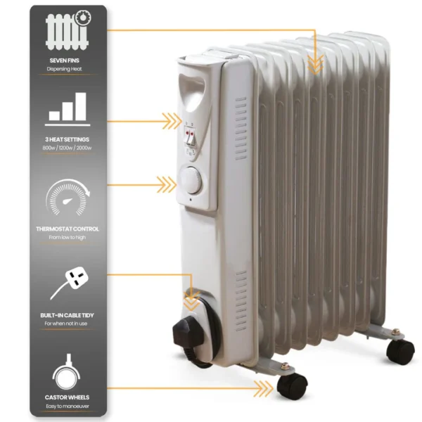 Fine Elements 2000W Oil Filled Electric Radiator - Image 2