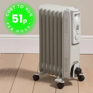 Daewoo 1500W Oil Filled Electric Radiator - White