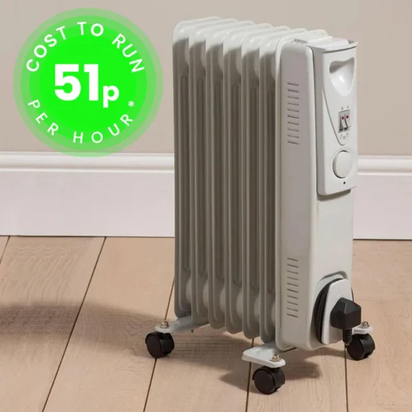 Daewoo 1500W Oil Filled Electric Radiator - White