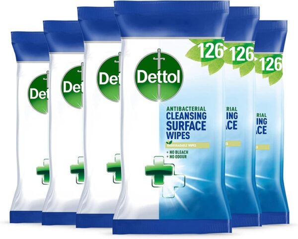 Dettol Anti-Bacterial Surface Cleaning Wipes, 756-Piece (Pack of 6)