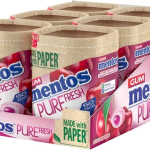 Mentos Gum Pure Fresh Paperboard Cherry (6 x 50 Pieces)