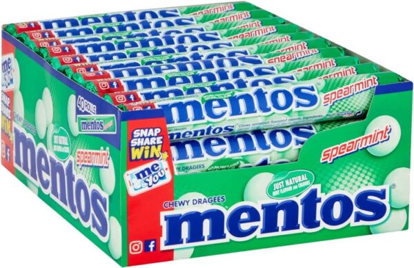 Mentos Party Sweets - Spearmint Chewy Soft mints (Pack of 40 Rolls)