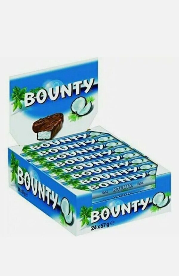 Bounty Chocolate Blue full box of 24 bars of 57g.