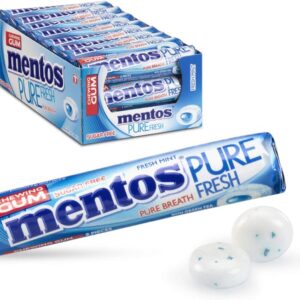 Mentos Gum Pure Fresh Fresh mint 8 Piece roll (Pack of 24 Rolls)