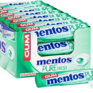Mentos Gum Pure Fresh Spearmint 8 Piece Roll (Pack Of 24 Rolls)