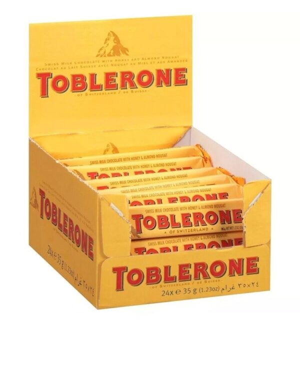 Toblerone Milk Chocolate Bars with Honey & Almond 35g (Pack of 24)