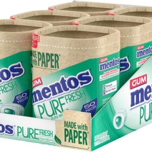 Mentos Gum Pure Fresh Paperboard Spearmint (6 x 50 Pieces)