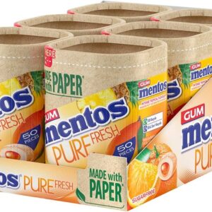 Mentos Gum Pure Fresh Paperboard Tropical (6 x 50 Pieces)