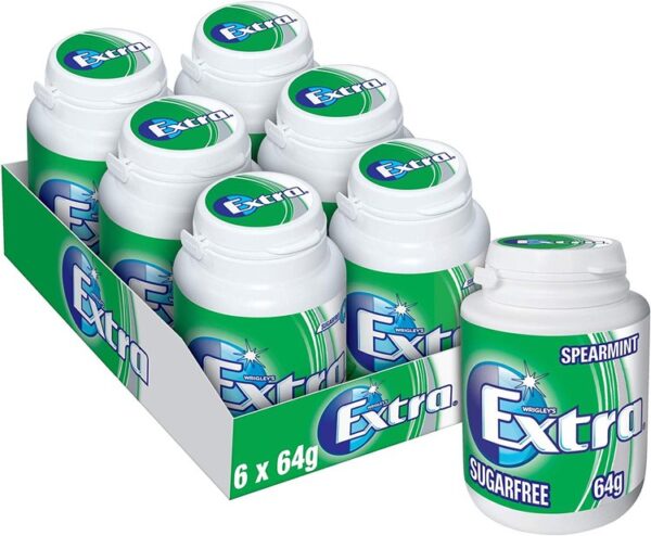 Extra Spearmint, Sugar Free Chewing Gum, 64g Bottle (Case of 6)