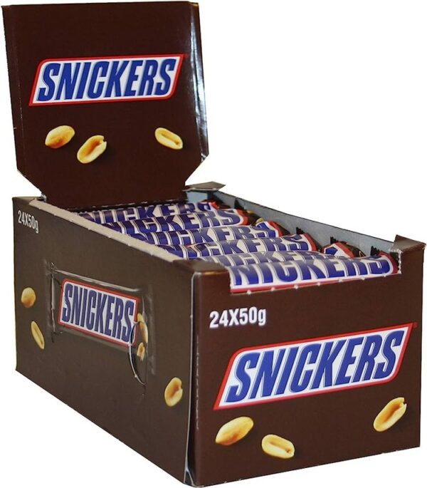 Snickers Chocolate Bars | 24 Packs of 50 g| Milk Chocolate with Caramel Peanuts