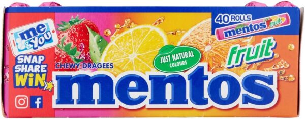 Mentos Party Sweets - Fruity Chewy Sweets (Pack of 40 Rolls)