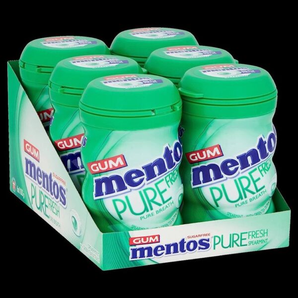 Mentos Gum Pure Fresh, Spearmint (Pack of 6 , 50-Piece)