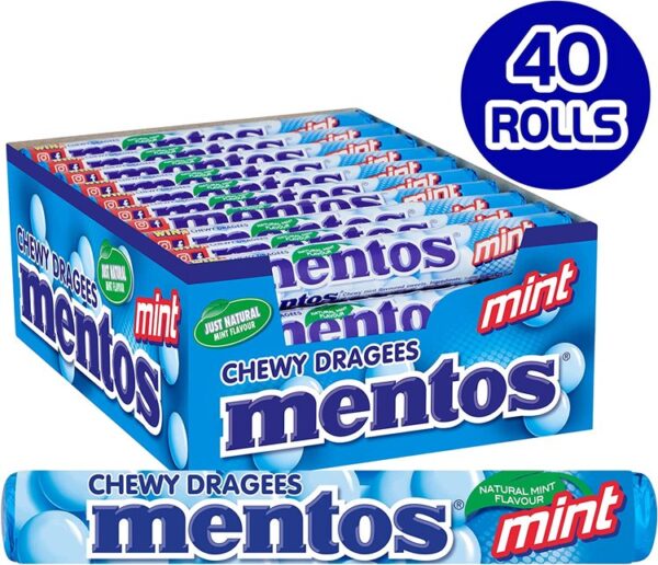 Mentos Party Sweets - Chewy Soft mint With A Natural Mint Flavour, 38g (Pack Of 40 Rolls)