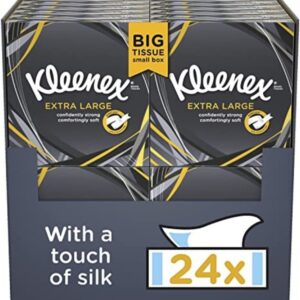Kleenex Extra Large Facial Tissues, 100% Recyclable Packaging, 24 Compact Tissue Boxes, 1056 Tissues (24 boxes)