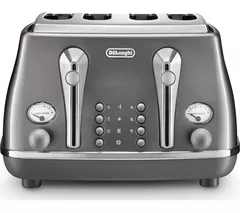 DELONGHI Icona Metallics CTOT4003.GY 4-Slice Toaster - Grey